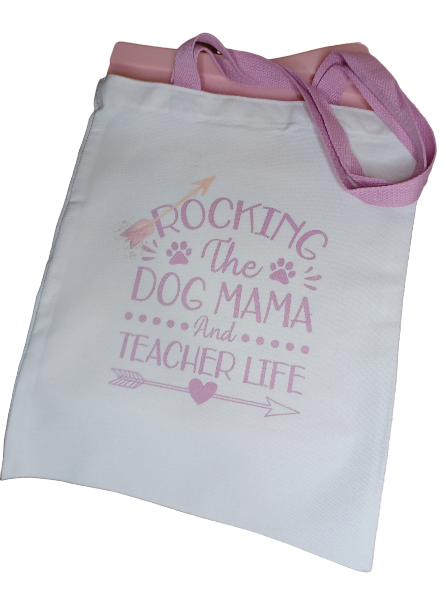 Dog mom teacher life tote bag