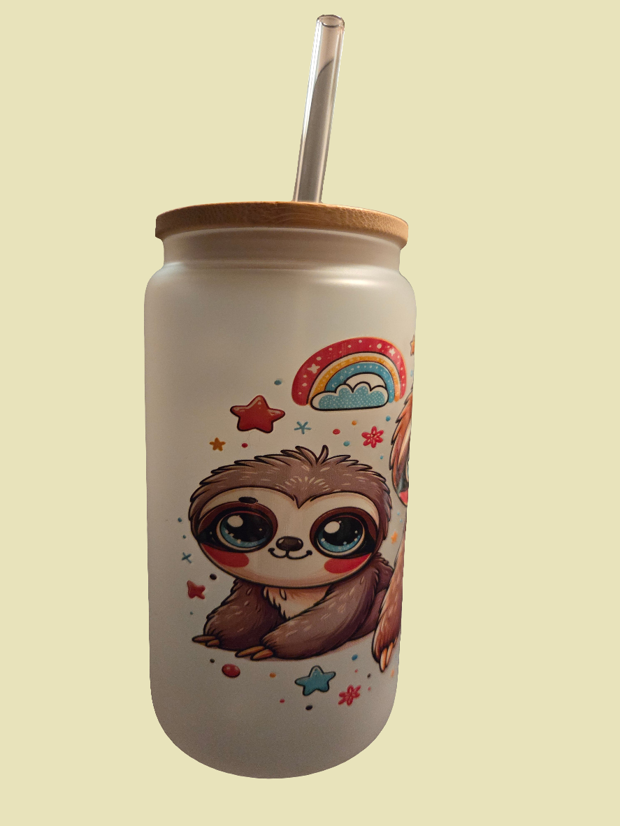 Rainbow sloth glass