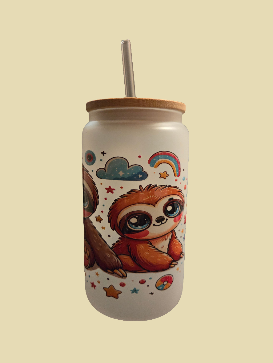 Rainbow sloth glass