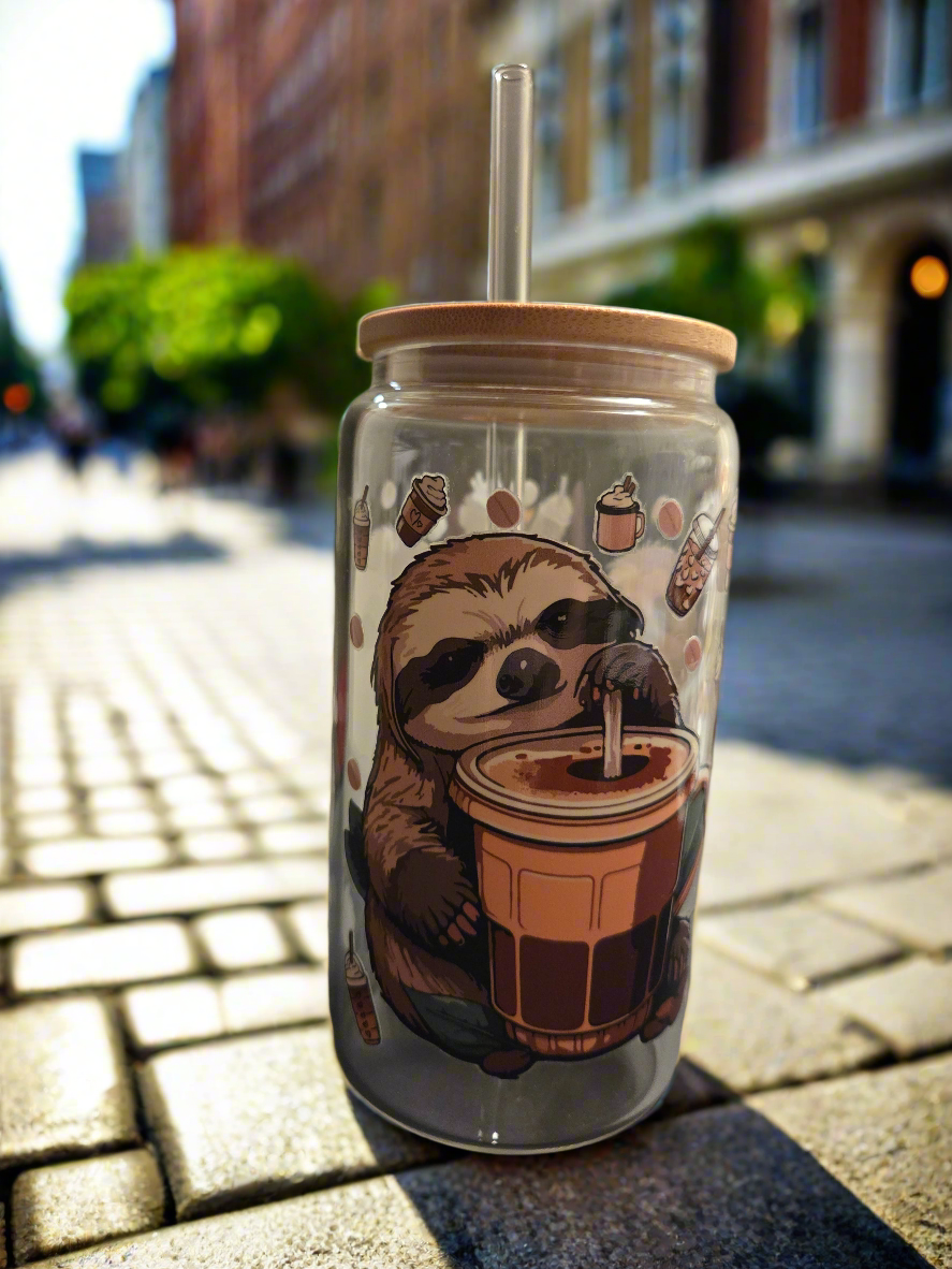 Coffee sloth glass