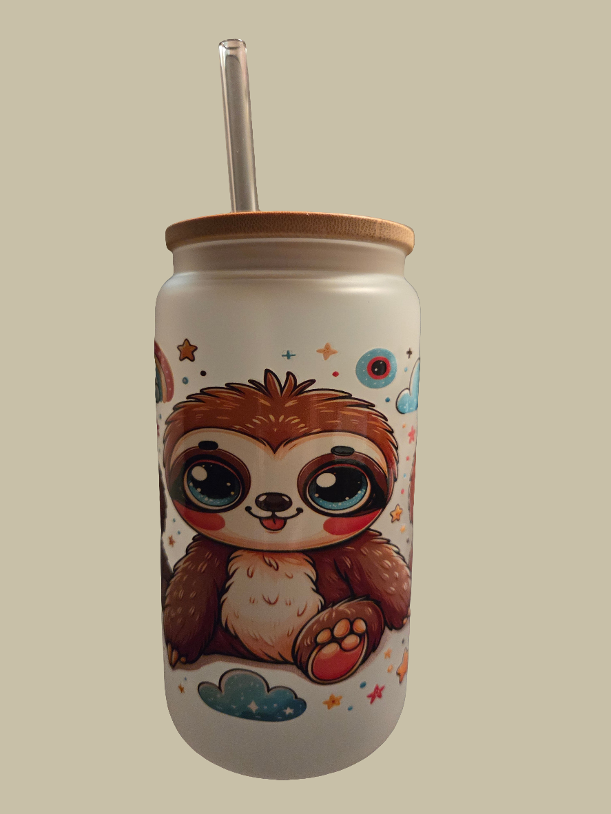 Rainbow sloth glass