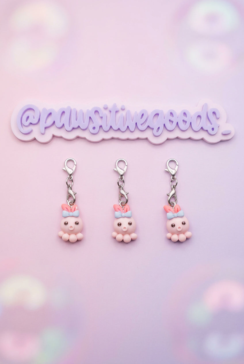 Lobster Claw Pink Octopus Charm