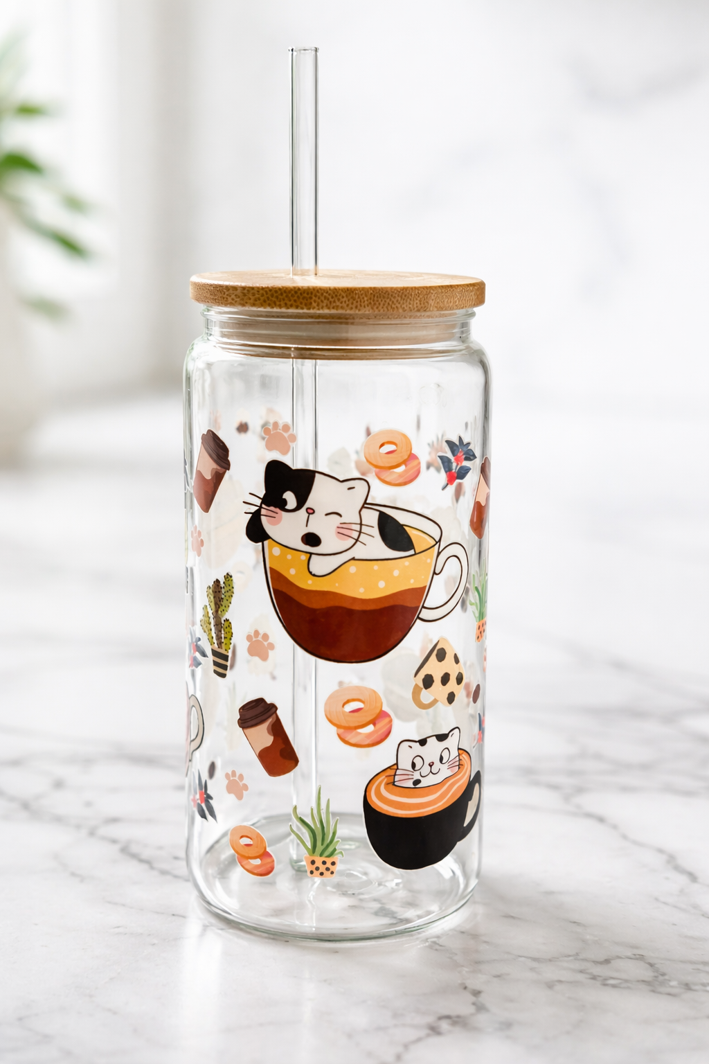 Purrrfect Cat Cup with Straw