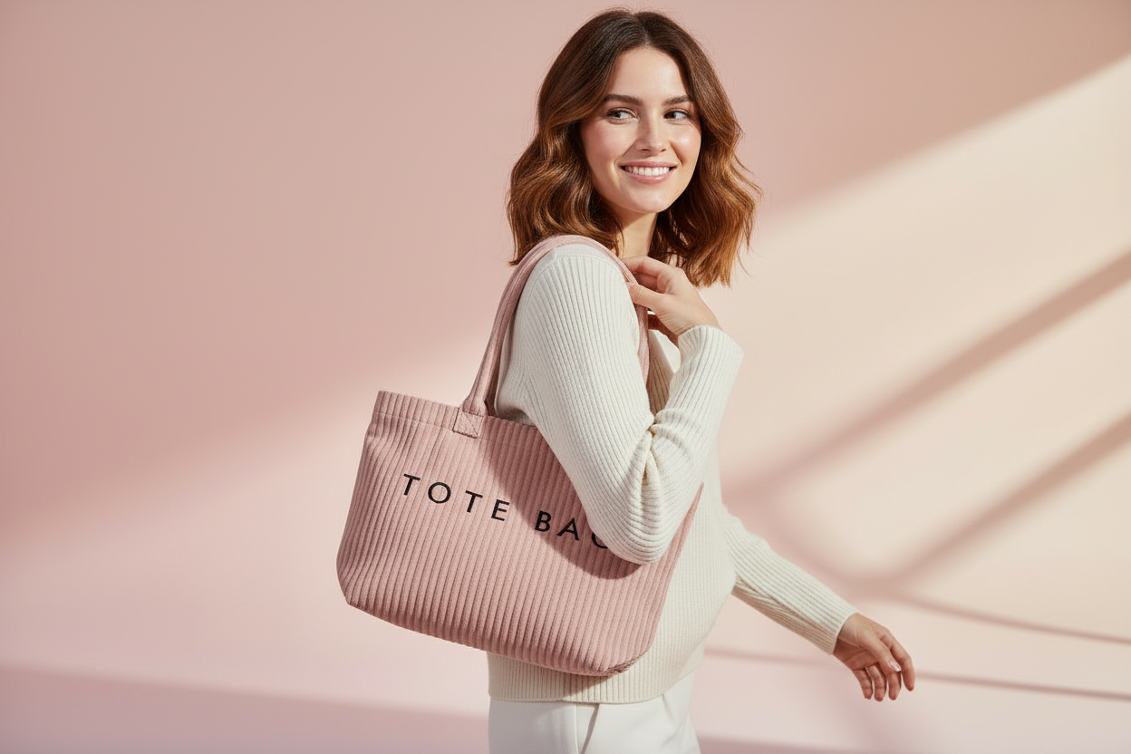 Pink Velvet Tote Bag