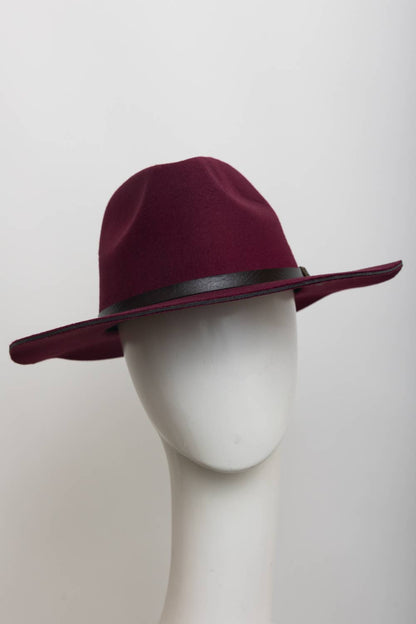 Pinched Front Western Style Hat -  Burgundy