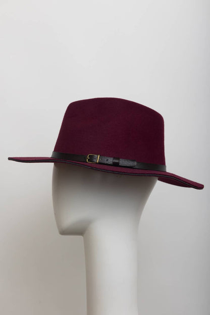 Pinched Front Western Style Hat -  Burgundy