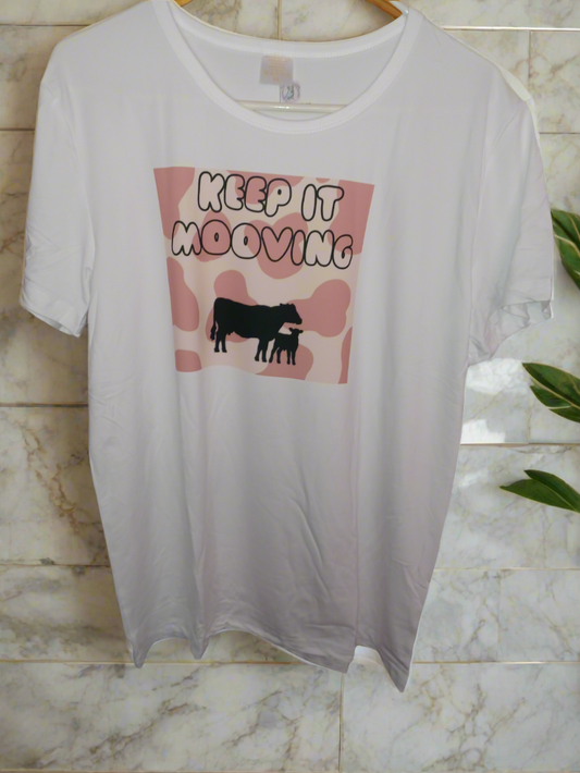 T-Shirt - Pink moo moo cow