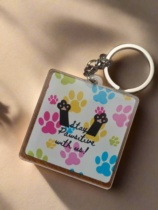 Stay Pawsitive with us keychain
