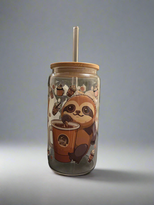 Coffee sloth glass
