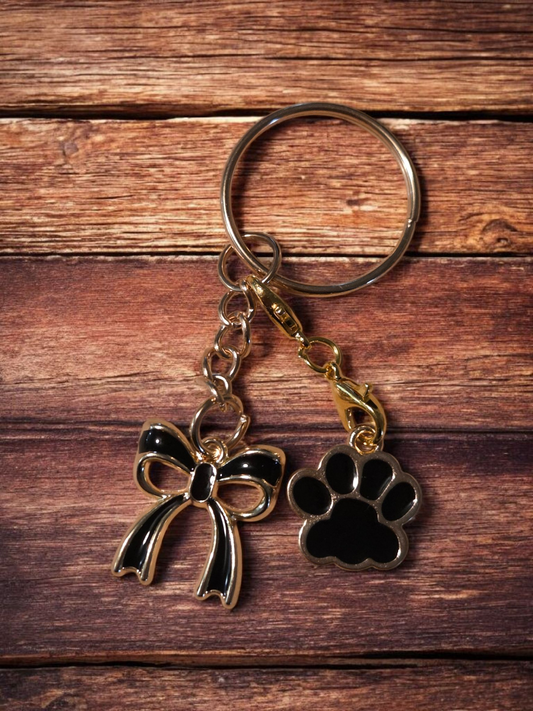 Black Bow & Paw keychain