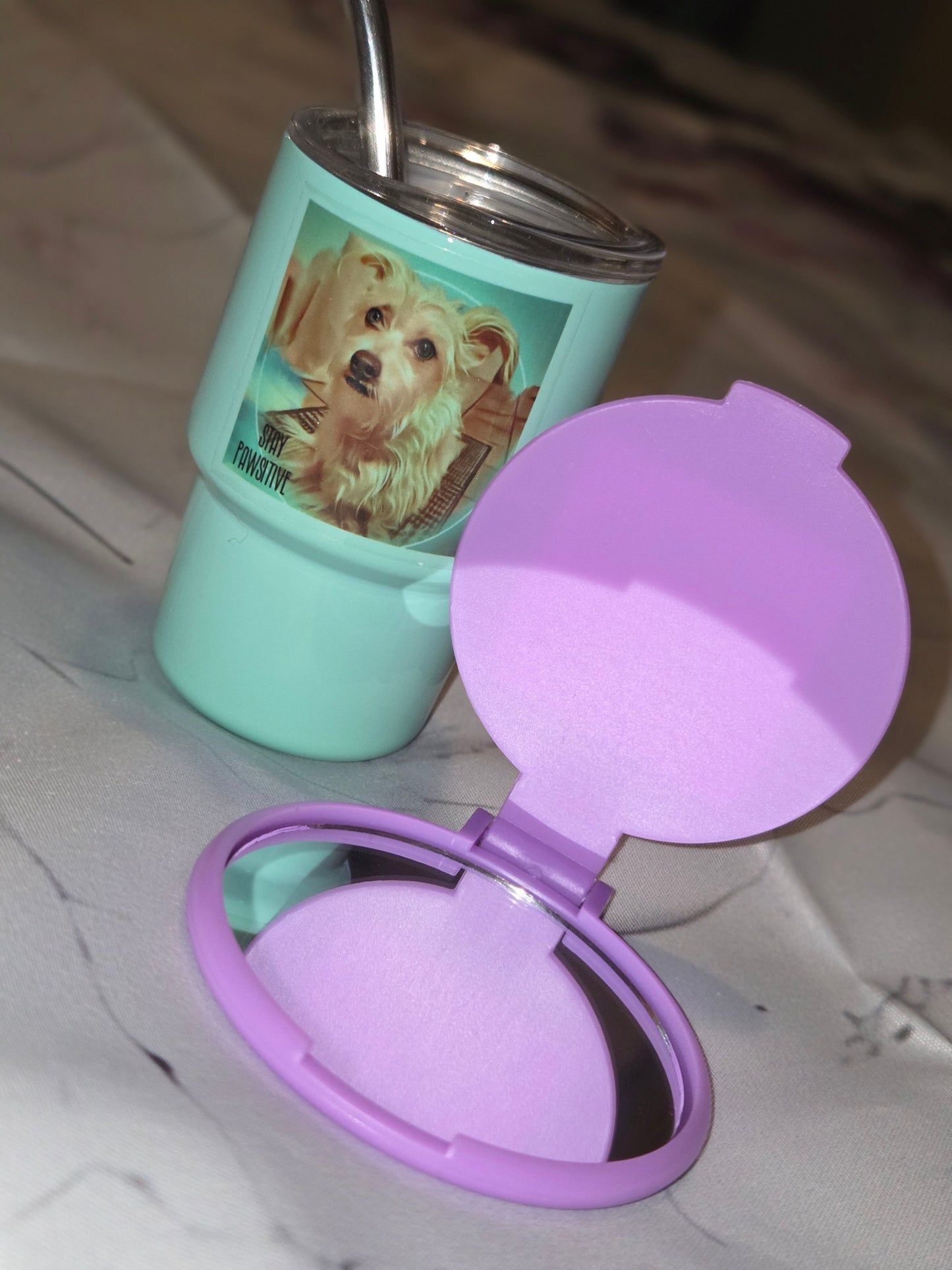Mini vaso con espejo compacto