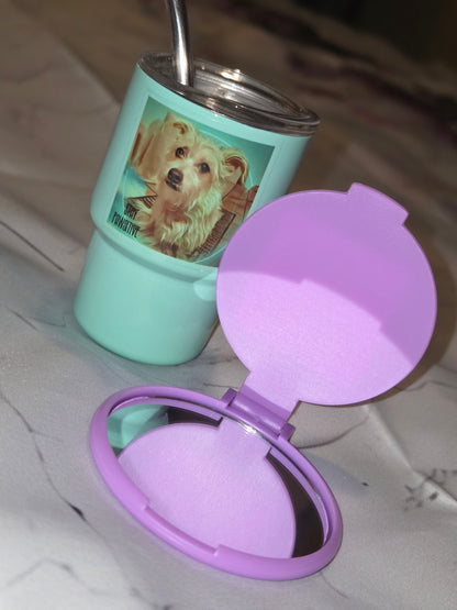 Mini vaso con espejo compacto