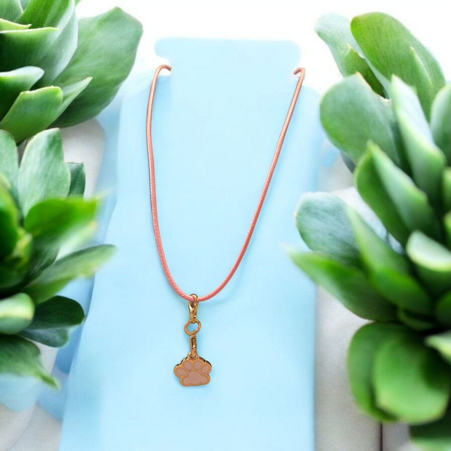Pink paw necklace