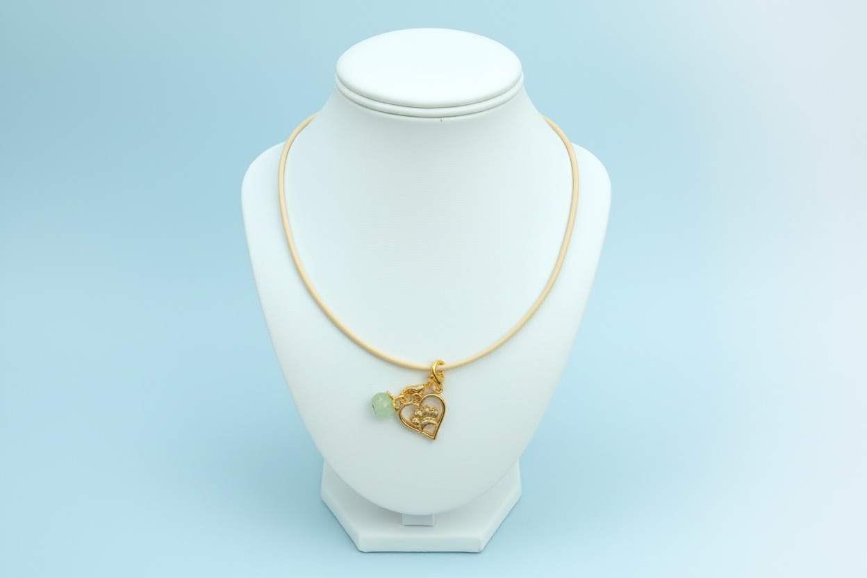 Paws & Shine – Gold Jade-Inspired Necklace