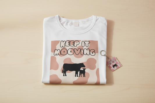 Matching T-Shirt & Keychain Bundle – Keep It Mooving